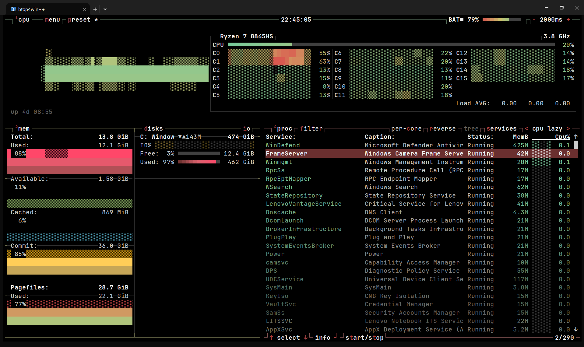 System monitoring with btop4win