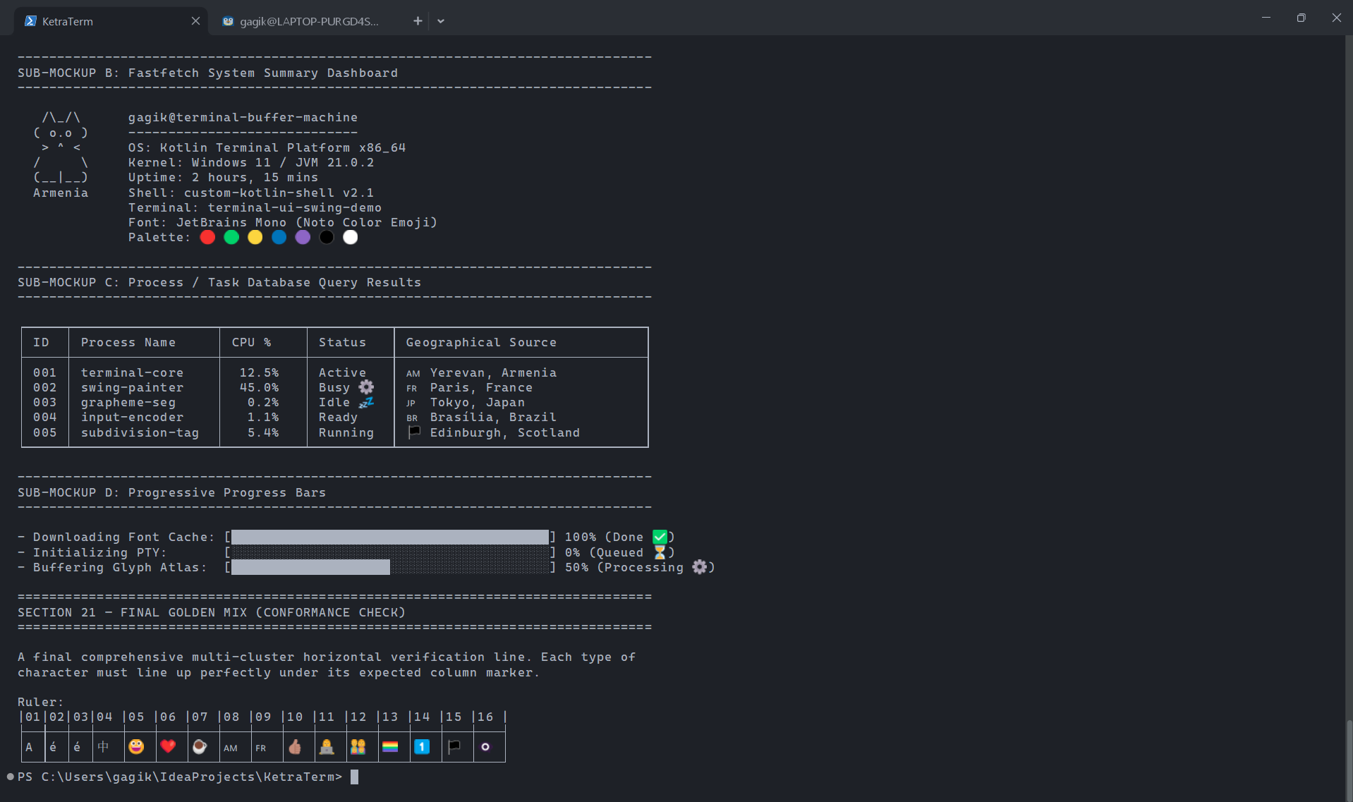 KetraTerm running PowerShell and TUI components